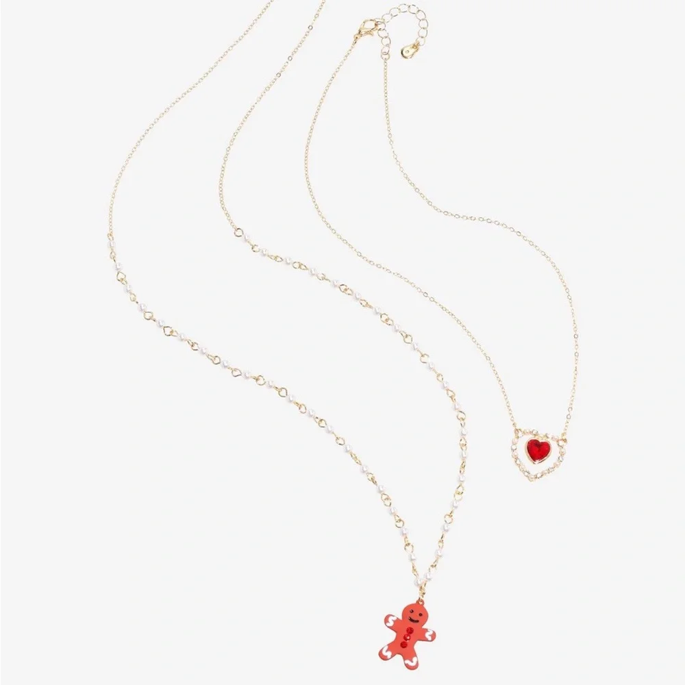 Sweet Society Gingerbread Heart Pearl Necklace Set‎ Hot Topic Christmas Winter